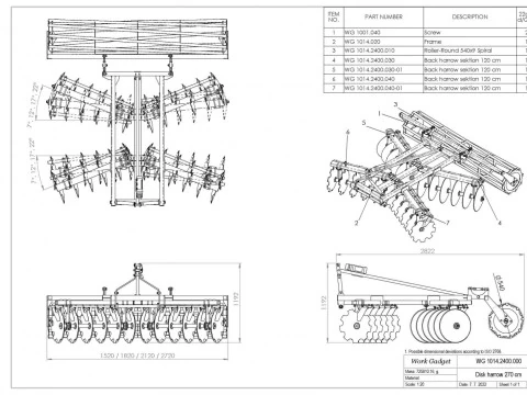 WG 1014 - STL Disc harrow 4 ni 1 3D Model