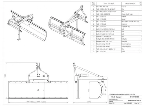 WG 1015 - STL Rear mounted blade 3D Model