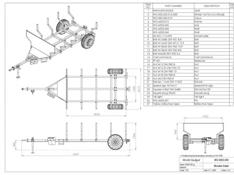 WG 6003 - STL Trailer for wood 3D Model