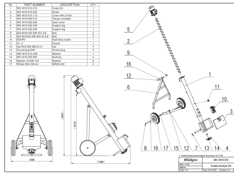 WG 4010 - Screw conveyor 2m 3D Model