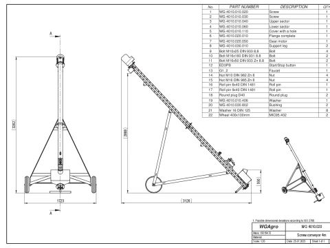 WG 4010 - Screw conveyor 4m 3D Model
