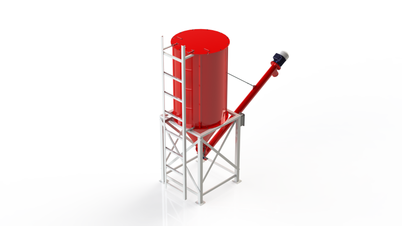 WG 4006 - Silos - 1s with screw conveyor 3D Modell .c4d .max .obj .3ds .fbx .stl .blend 