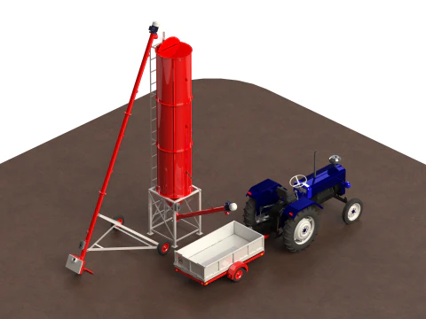 WG 4006 - Silos - 1s with screw conveyor 3D Model