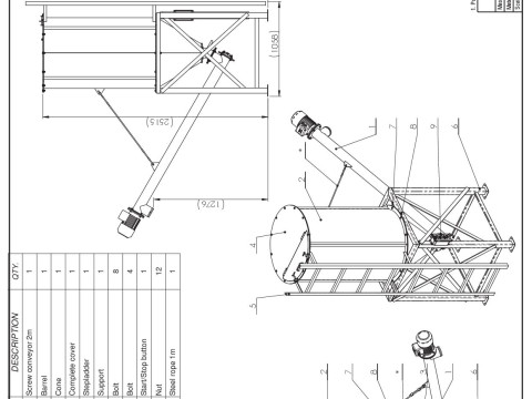 WG 4006 - STL Silos - 1s with screw conveyor 3D Model