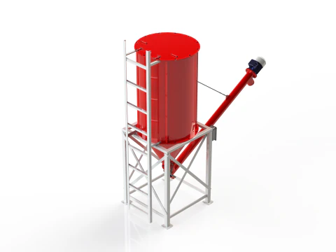 WG 4006 - STL Silos - 1s with screw conveyor 3D Model