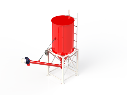 WG 4006 - STL Silos - 1s with screw conveyor 3D Model