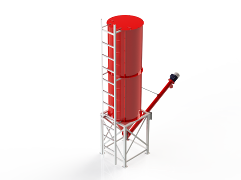 WG 4006 - Silos - 2s with screw conveyor 3D 모델