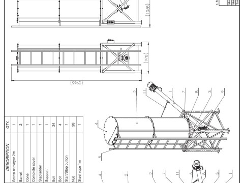 WG 4006 - Silos - 2s with screw conveyor 3D Model