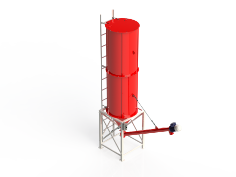 WG 4006 - Silos - 2s with screw conveyor 3D Model