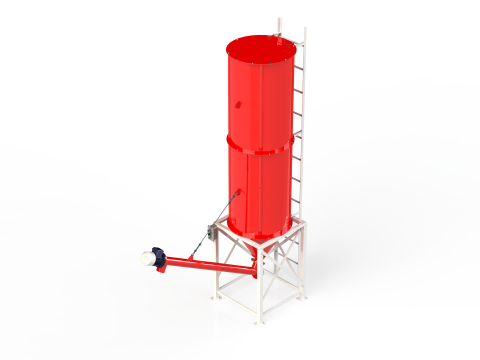 WG 4006 - Silos - 2s with screw conveyor 3D Model