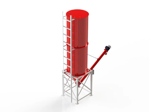 WG 4006 - STL Silos - 2s with screw conveyor 3D Model