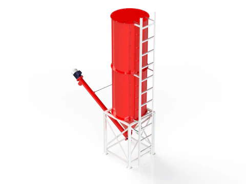 WG 4006 - STL Silos - 2s with screw conveyor 3D Model