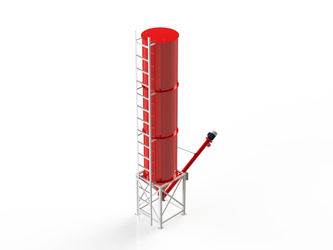 WG 4006 - Silos - 3s with screw conveyor 3D 모델
