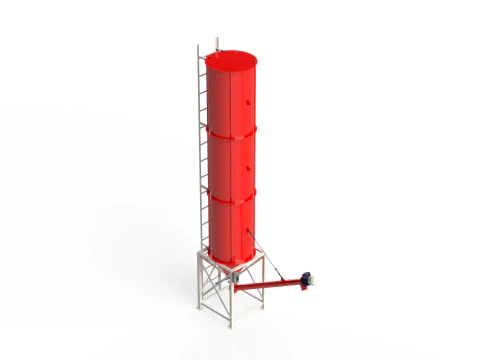WG 4006 - Silos - 3s with screw conveyor 3D Model