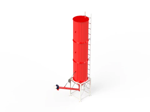 WG 4006 - Silos - 3s with screw conveyor 3D Model