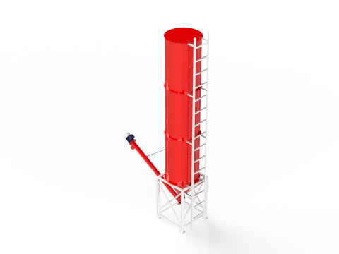 WG 4006 - Silos - 3s with screw conveyor 3D Model