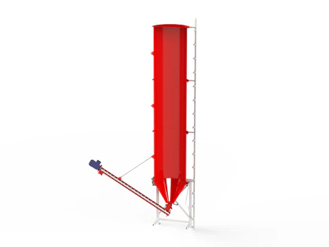 WG 4006 - Silos - 3s with screw conveyor 3D Model
