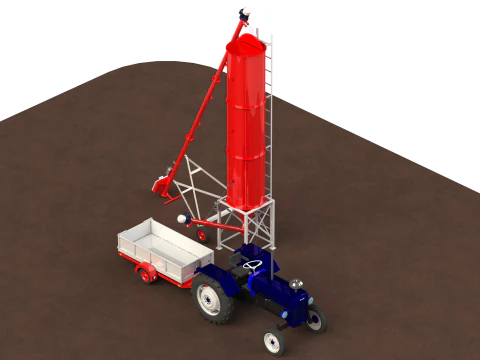 WG 4006 - Silos - 3s with screw conveyor 3D Model