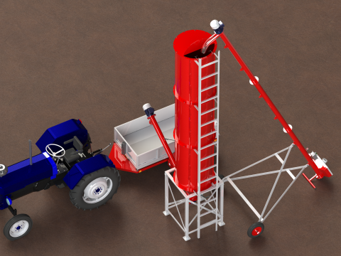 WG 4006 - STL Silos - 3s with screw conveyor 3D 모델