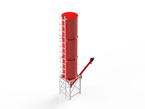 WG 4006 - STL Silos - 3s with screw conveyor 3D Model