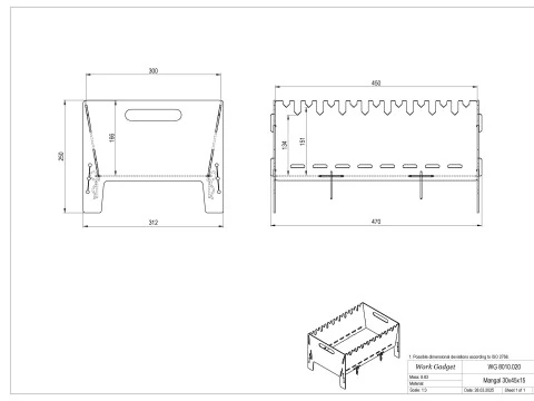 WG 8010 - Folding BBQ Grill 3D Model