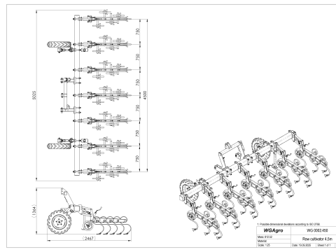 WG 0002 - Inter-row cultivator 4m Model 3D