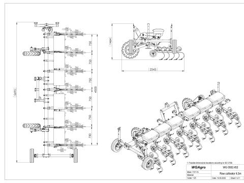 WG 0002 - Inter-row cultivator with dry fertilizer application system 4m 3D मॉडल