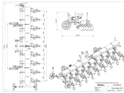 WG 0002 - Cultivador entrelinhas com sistema de aplica&ccedil;&atilde;o de fertilizante seco 6m Modelo 3D