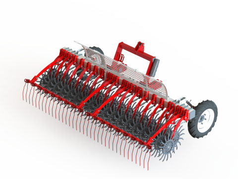 WG 0003 - Rangkaian lengkap 3 garu putar Model 3D