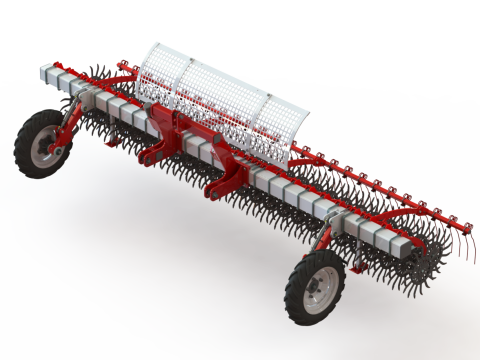 WG 0003 - Rangkaian lengkap 3 garu putar Model 3D