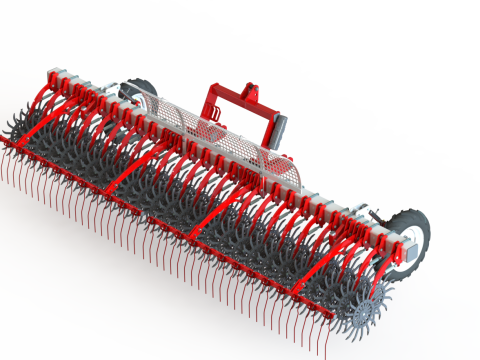 WG 0003 - Rangkaian lengkap 3 garu putar Model 3D