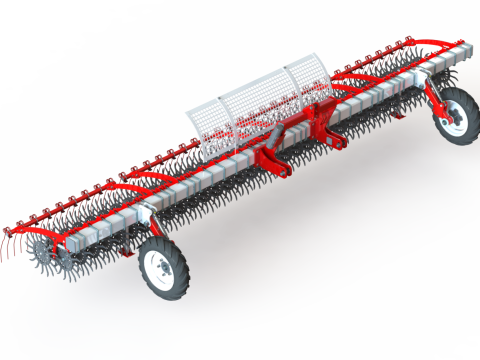 WG 0003 - Rangkaian lengkap 3 garu putar Model 3D