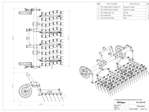 WG 0009 - Полный ассортимент 5-гибких борон 3D Модель