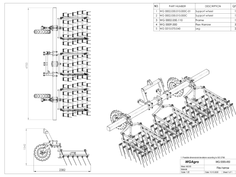 WG 0009 - Полный ассортимент 5-гибких борон 3D Модель