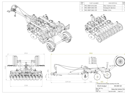 WG 0007 - Complete serie van 6 halfgedragen zware schijveneg 3D Model