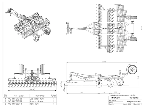 WG 0007 - Complete range of 6 semi-mounted heavy disc harrow 3D Model