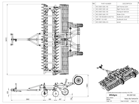 WG 0007 - Complete range of 6 semi-mounted heavy disc harrow 3D Model