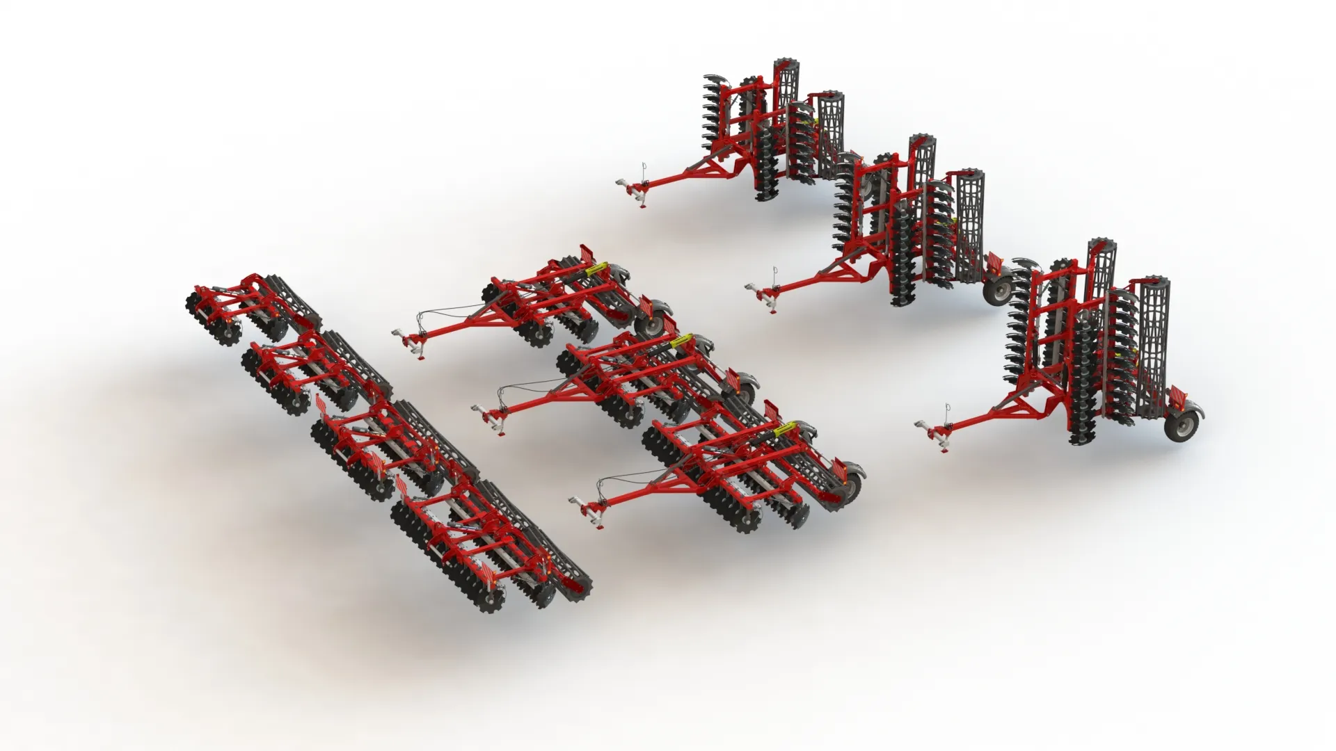 WG 0007 - Complete range of 6 semi-mounted heavy disc harrow 3D Model .c4d .max .obj .3ds .fbx .stl .blend 