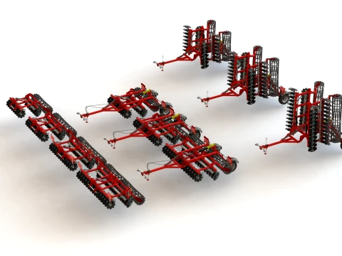 WG 0007 - Complete range of 6 semi-mounted heavy disc harrow 3D Model