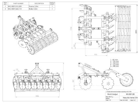 WG 0007 - Complete range of 4 mounted heavy disc harrow 3D Model