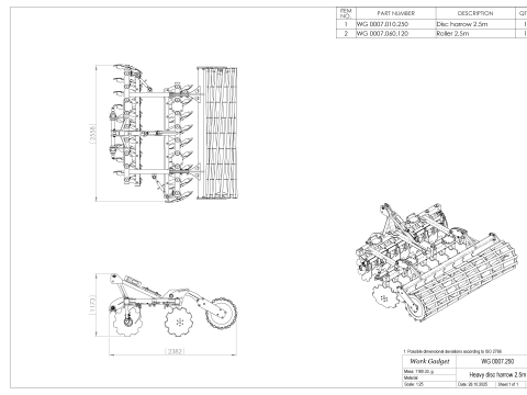 WG 0007 - повний асортимент 4-х навісних важких дискових борон 3D Модель
