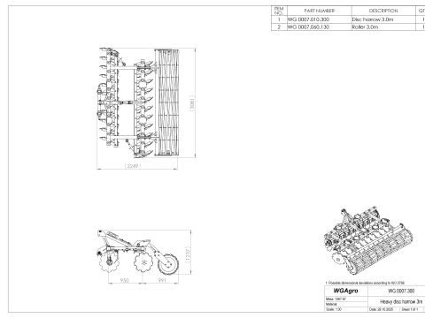 WG 0007 - повний асортимент 4-х навісних важких дискових борон 3D Модель