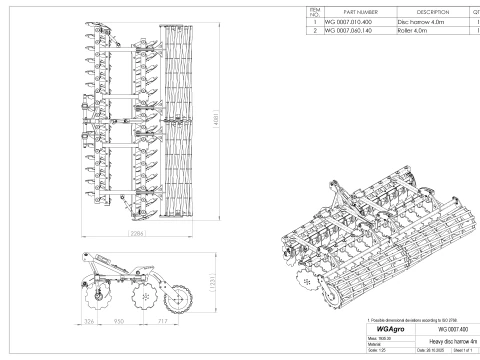WG 0007 - Complete range of 4 mounted heavy disc harrow 3D Model