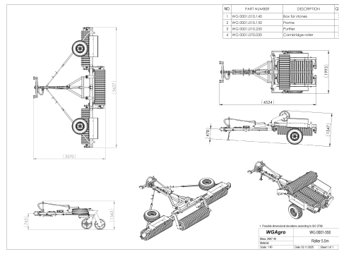 WG 0001 - Gamma completa di 3 rulli multiuso semiportati Modello 3D