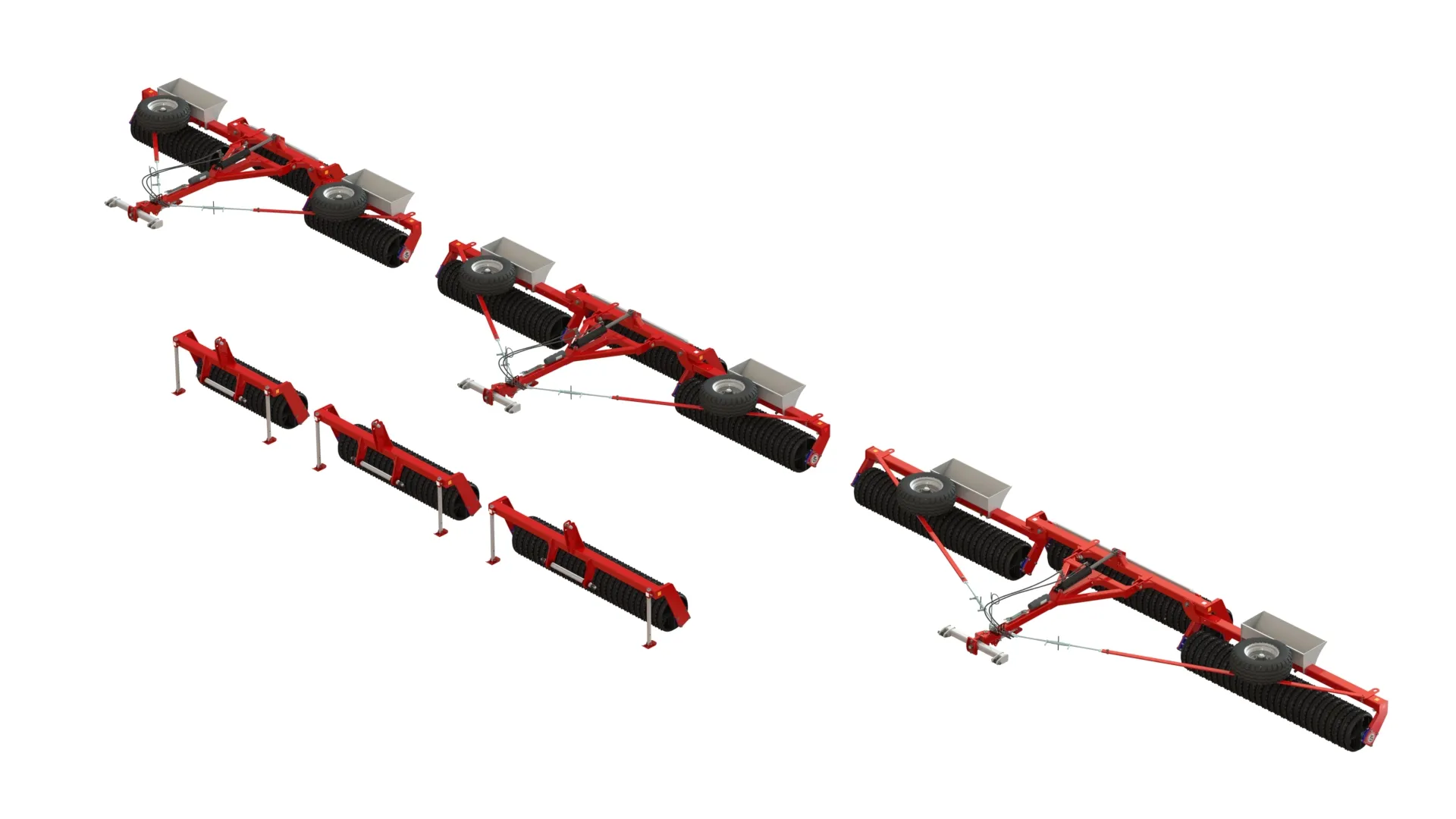 WG 0001 - Complete range of 3 semi-mounted multipurpose roller 3D Model .c4d .max .obj .3ds .fbx .stl .blend 