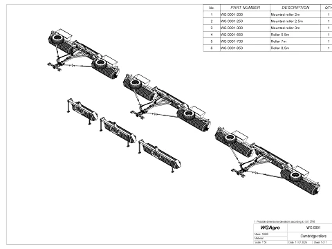 WG 0001 - Complete range of 3 semi-mounted multipurpose roller 3D Model