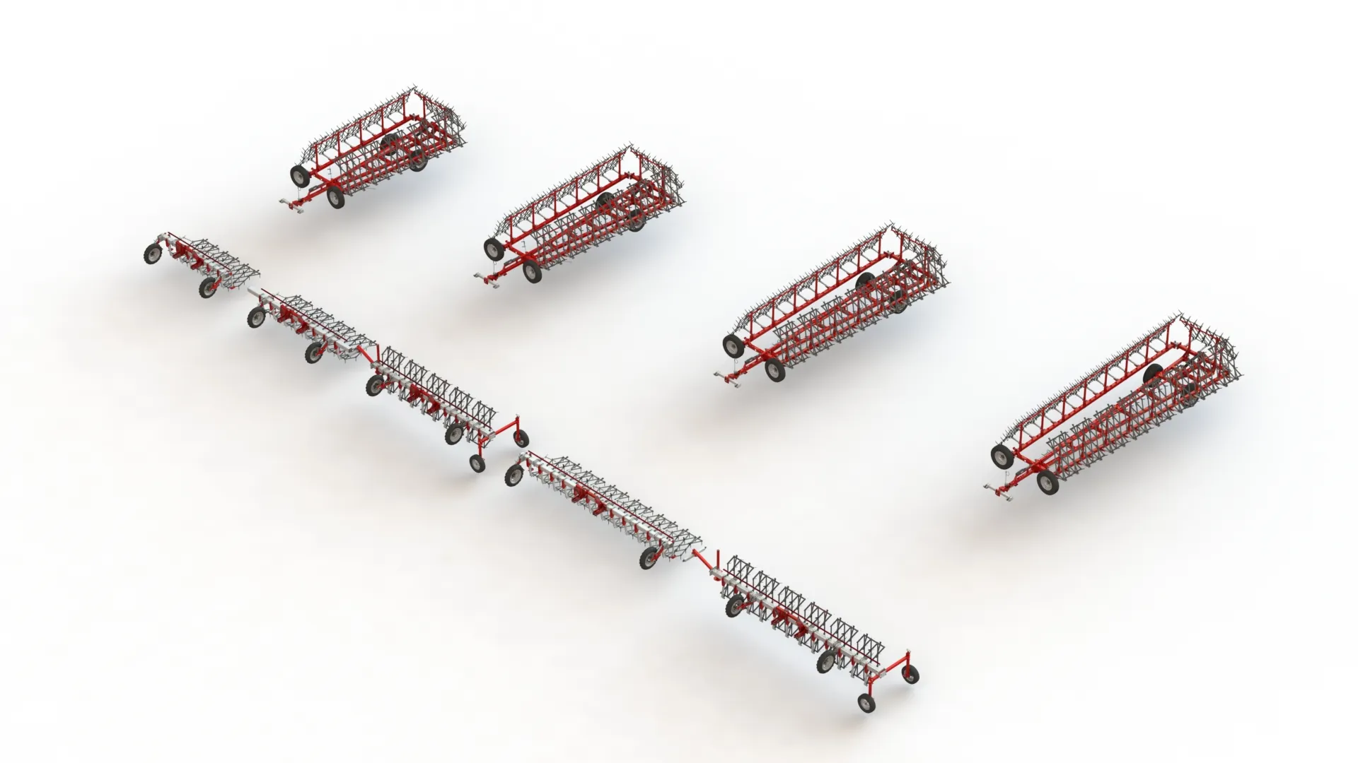 WG 0012 - Complete range of 5 mounted heavy toothed harrow 3D Model .c4d .max .obj .3ds .fbx .stl .blend