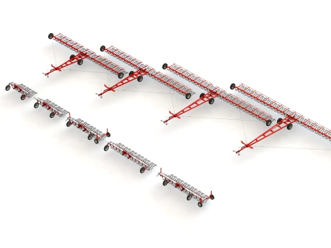 WG 0012 - Complete range of 5 mounted heavy toothed harrow 3D Model