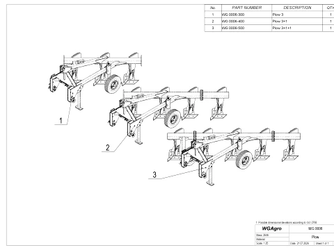 WG 0006 - Complete range of 3 high speed combination plow 3D Model