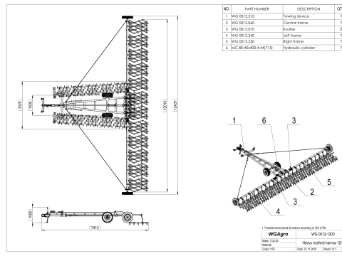 WG 0012 - Complete range of 4 semi-mounted heavy toothed harrows 3D Model